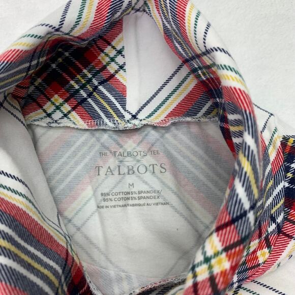 Talbots Sz Medium Red Gold Black Plaid Christmas Color Long Sleeve Turtleneck - Picture 3 of 8